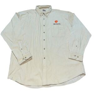 VTG 80s Cleveland Browns Pro Elite Corduroy Long Sleeve Button Up Size XXL
